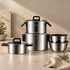 Karaca Aşiyan 10-Piece Foldable Stainless Steel Cookware Set, 153.09.01.9135