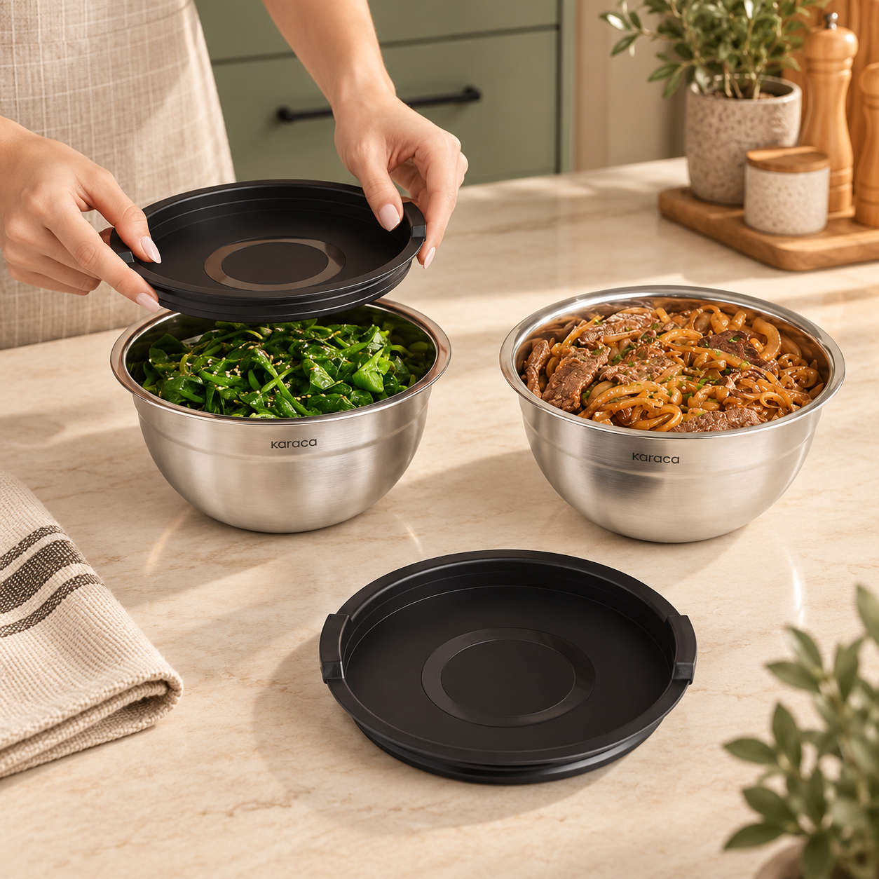 Karaca Aşiyan 10-Piece Foldable Stainless Steel Cookware Set, 153.09.01.9135 7 Karaca Aşiyan 10-Piece Foldable Stainless Steel Cookware Set, 153.09.01.9135 - Image 7