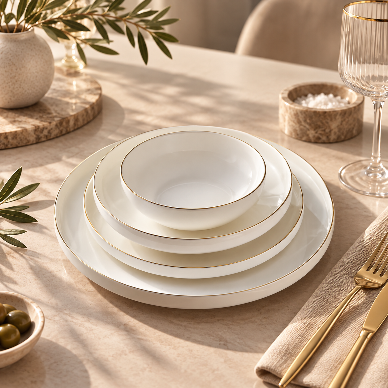 Karaca Stream Bone Saturn 24-Piece Dinner Set for 6 People, 153.09.01.9367 1 Karaca Stream Bone Saturn 24-Piece Dinner Set for 6 People, 153.09.01.9367