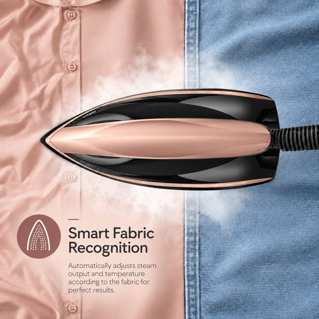 Karaca Suction Cup Smart Touch Steam Iron – Rosegold, 153.09.01.2961 5 Karaca Suction Cup Smart Touch Steam Iron – Rosegold, 153.09.01.2961 - Image 5