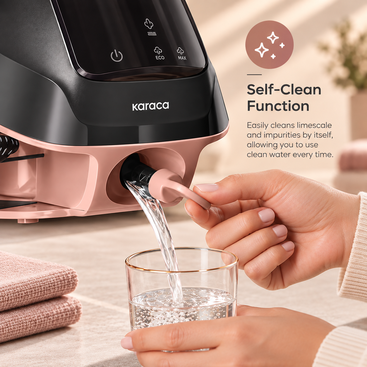 Karaca Suction Cup Smart Touch Steam Iron – Rosegold, 153.09.01.2961 6 Karaca Suction Cup Smart Touch Steam Iron – Rosegold, 153.09.01.2961 - Image 6