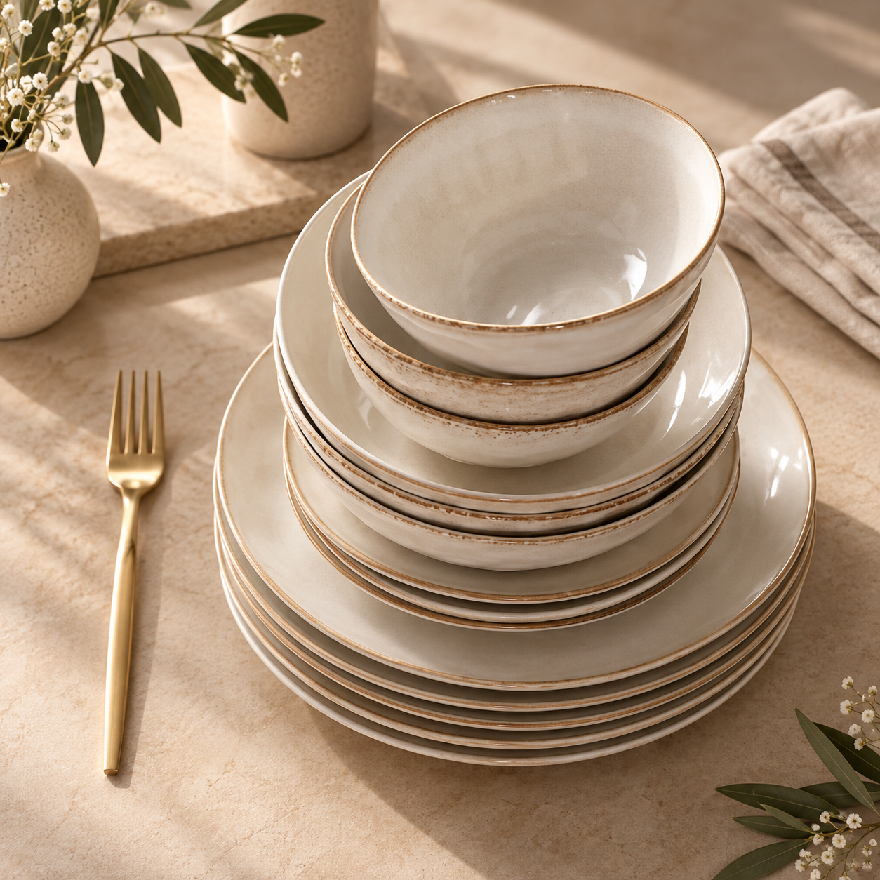 Karaca Aria 24-Piece Reactive Glaze Dinner Set for 6 People, Beige, 800.01.01.0814 5 Karaca Aria 24-Piece Reactive Glaze Dinner Set for 6 People, Beige, 800.01.01.0814 - Image 5