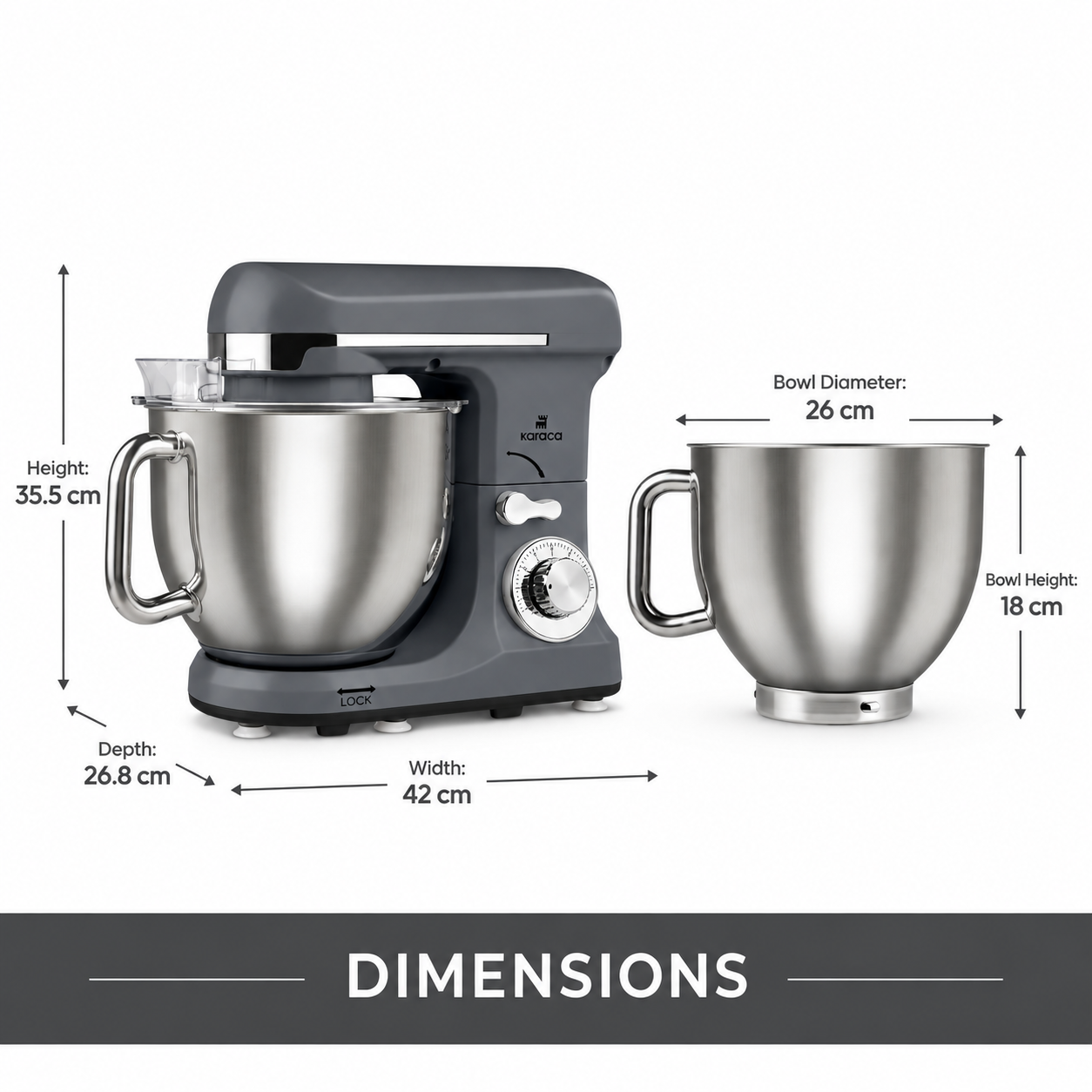 Karaca Blendburst Kitchen Chef 1400W, Grey, 8683650327523 6 Karaca Blendburst Kitchen Chef 1400W, Grey, 8683650327523 - Image 6