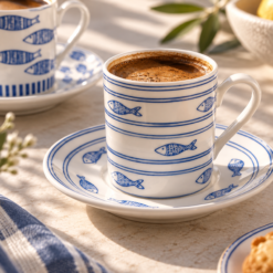 Alternative view of Karaca Akya 6-Piece Coffee Cup Set with 6 Saucers, 80 ml, 8683650333173