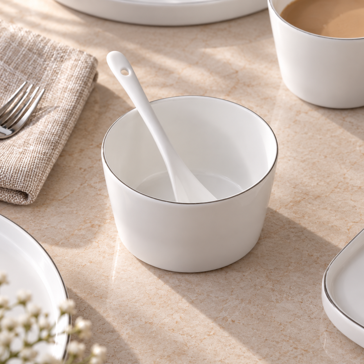 Karaca Forever Bone Bomo 22-Piece Breakfast Set for 6 People, 8683650336570 7 Karaca Forever Bone Bomo 22-Piece Breakfast Set for 6 People, 8683650336570 - Image 7