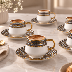 Karaca Belgin 6-Piece Coffee Cup Set 90 ml – Service for 6 People, 8683650338727