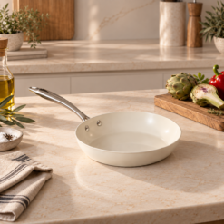 Karaca Swiss Crystal Almond Cream Non-Stick Induction Pan with Stainless Steel Handle 22 cm, 8683650355519