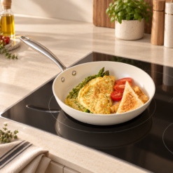 Alternative view of Karaca Swiss Crystal Almond Cream Non-Stick Induction Pan with Stainless Steel Handle 22 cm, 8683650355519