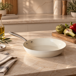 Karaca Swiss Crystal Almond Cream Non-Stick Induction Pan with Stainless Steel Handle 26 cm, 8683650355526