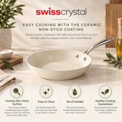 Alternative view of Karaca Swiss Crystal Almond Cream Non-Stick Induction Pan with Stainless Steel Handle 26 cm, 8683650355526