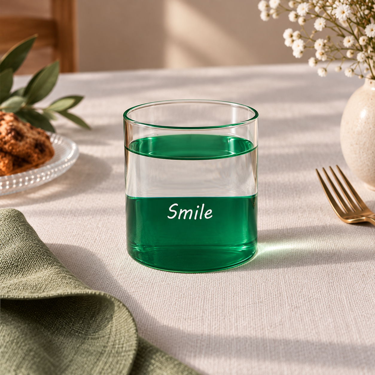 Karaca Mito “Smile” Water Glass 330 ml – Green, 8683650361084 2 Karaca Mito “Smile” Water Glass 330 ml – Green, 8683650361084 - Image 2