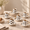Karaca Perry Heart-Shaped 6-Piece Coffee Cup Set – 90 ml, 8683650366249