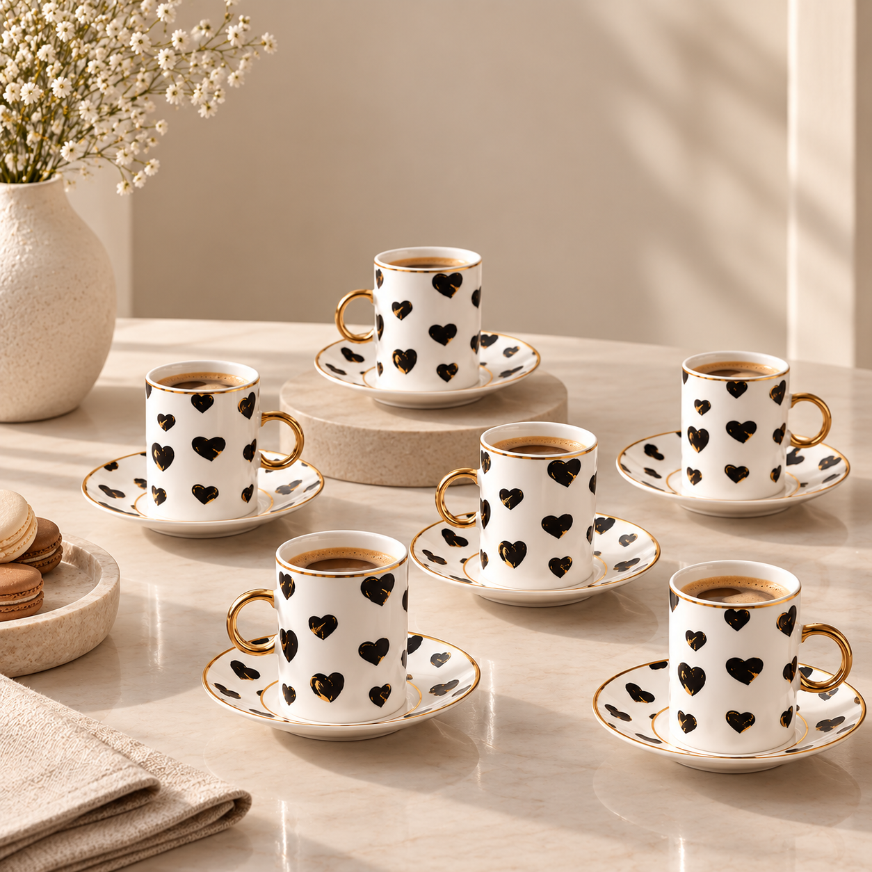 Karaca Perry Heart-Shaped 6-Piece Coffee Cup Set – 90 ml, 8683650366249 1 Karaca Perry Heart-Shaped 6-Piece Coffee Cup Set – 90 ml, 8683650366249