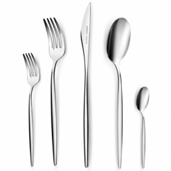 Karaca Lizbon 60-Piece 18/10 Stainless Steel Cutlery Set for 12 People, Platinum, 153.03.07.9686